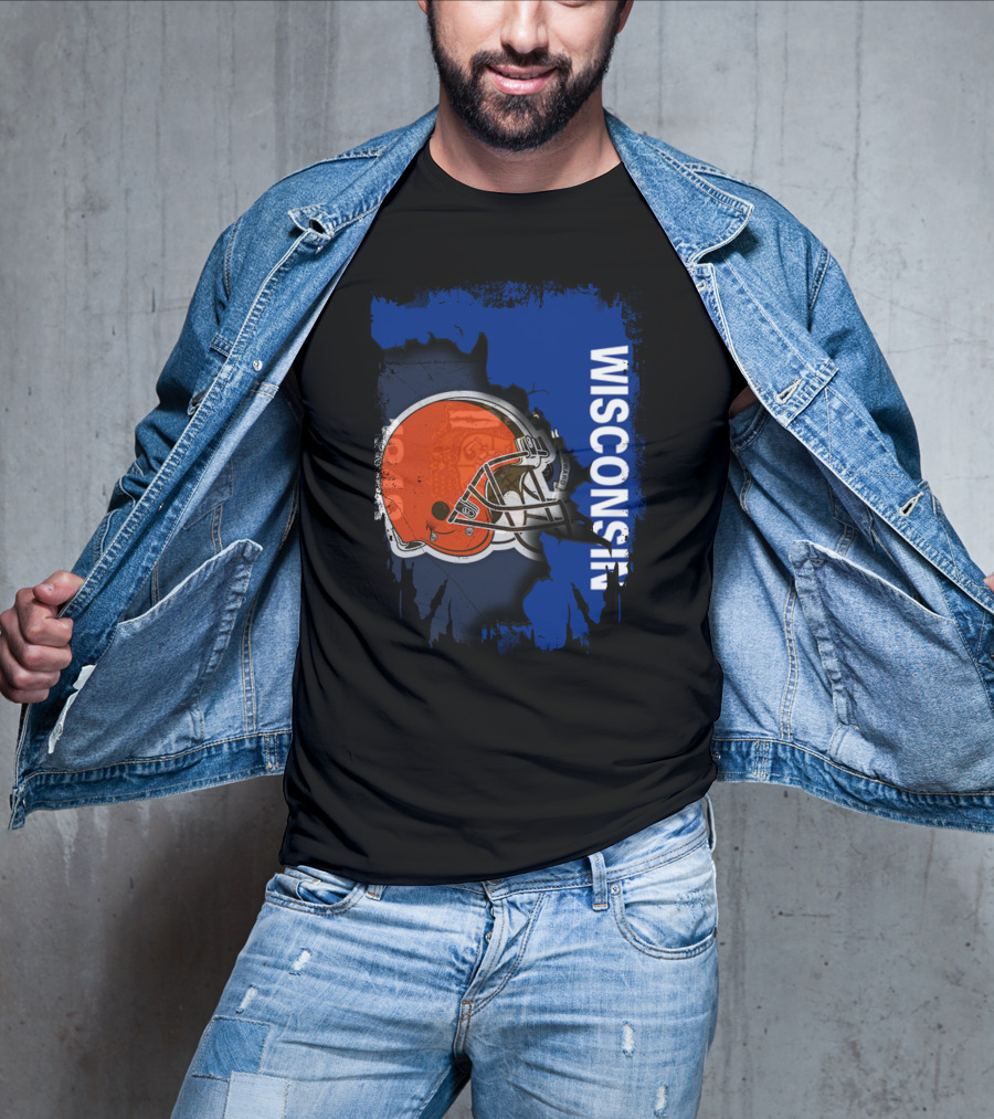 Wisconsin Football Helmet Browns T-Shirt