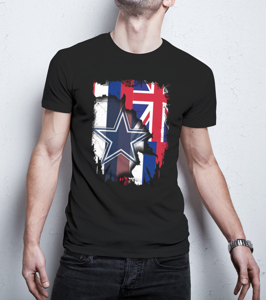 Hawaii Together With Dallas Cowboys Star And Hawaiian Flag Fusion T-Shirt