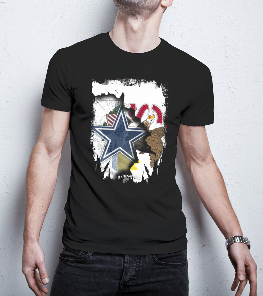Illinois Flag And Dallas Cowboys Star Together T-Shirt