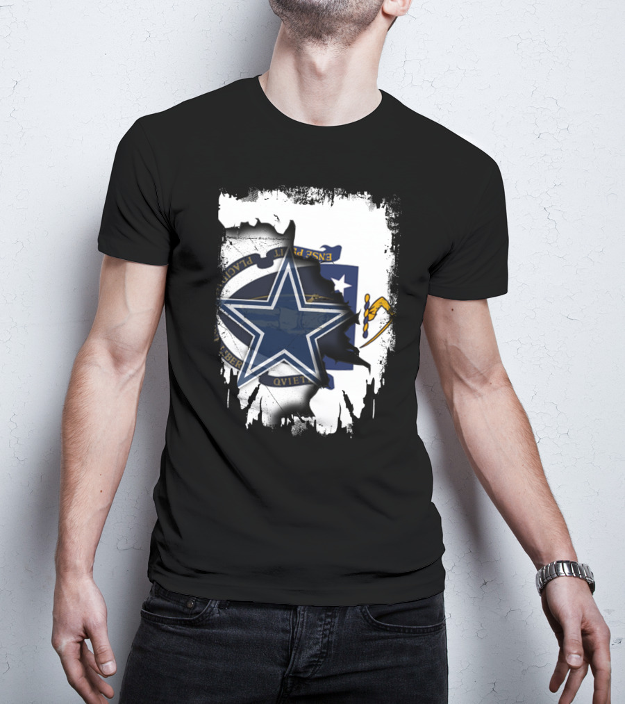Massachusetts Meets Cowboys Star Symbol Fusion T-Shirt