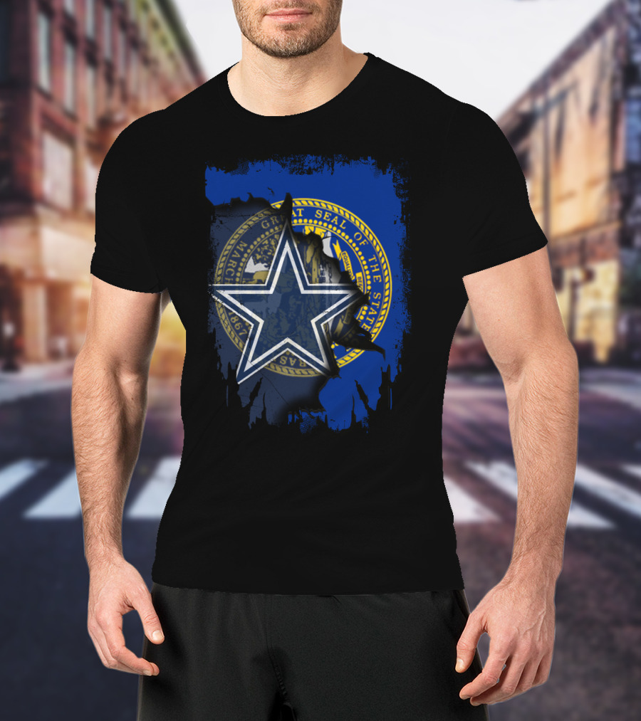 Nebraska State Seal With Dallas Cowboys Star Logo Integration T-Shirt