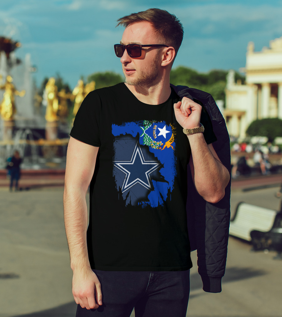 Nevada Map With Flag And Dallas Cowboys Star T-Shirt