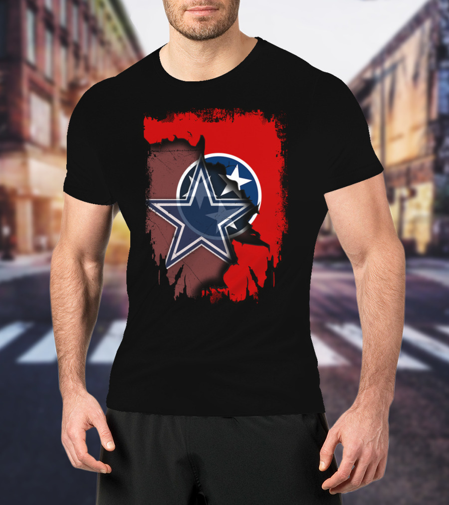 Tennessee Cowboys Star With Tri-Star Flag Fusion T-Shirt