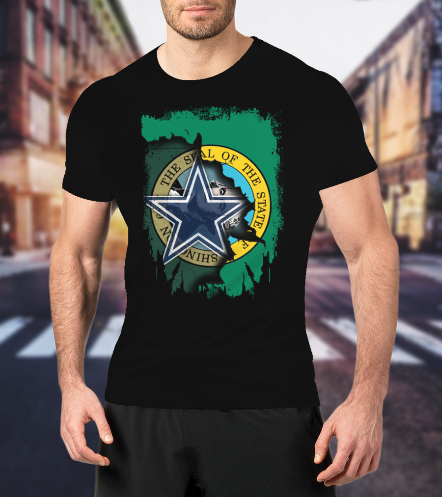 Washington State Seal With Dallas Cowboys Star T-Shirt