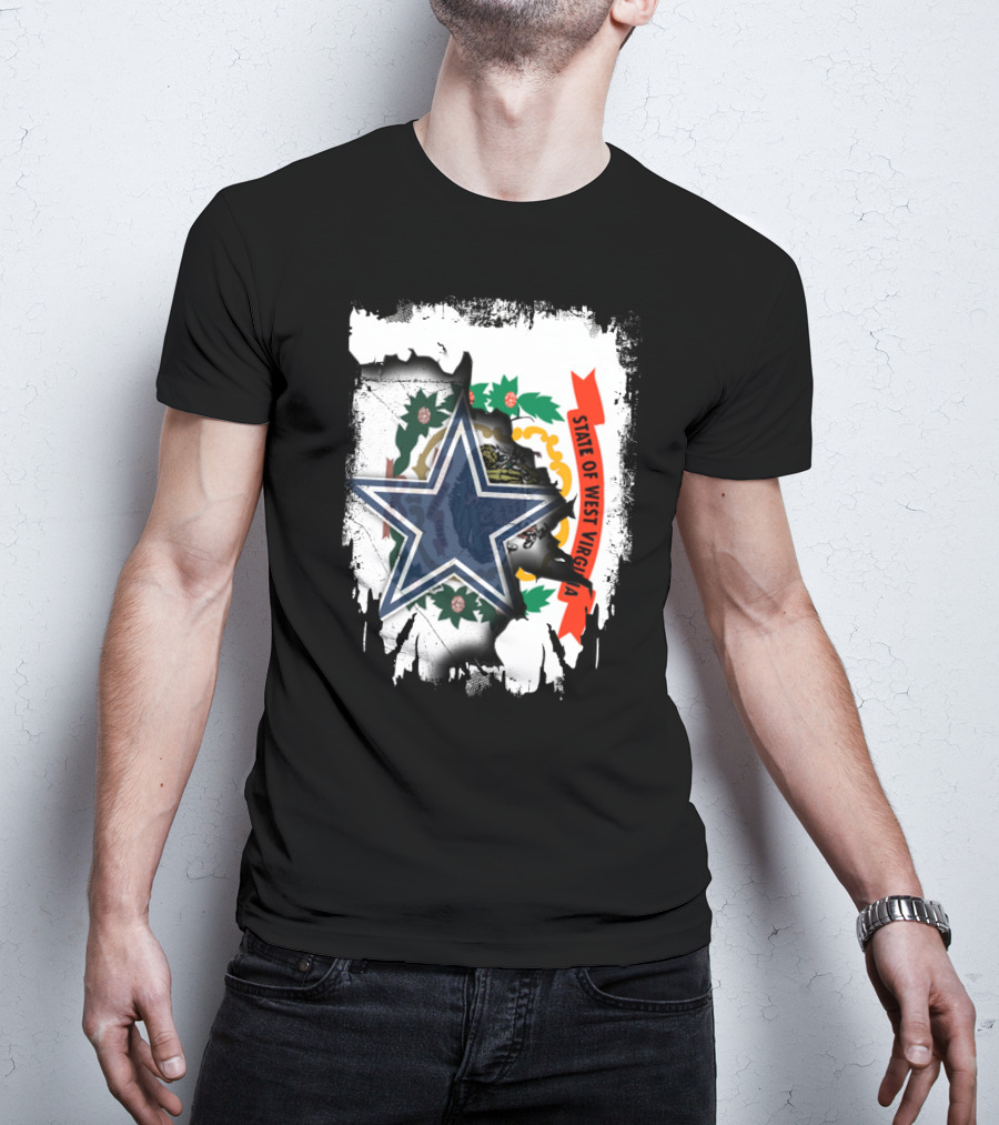 State Of West Virginia And Dallas Cowboys Star Fusion T-Shirt
