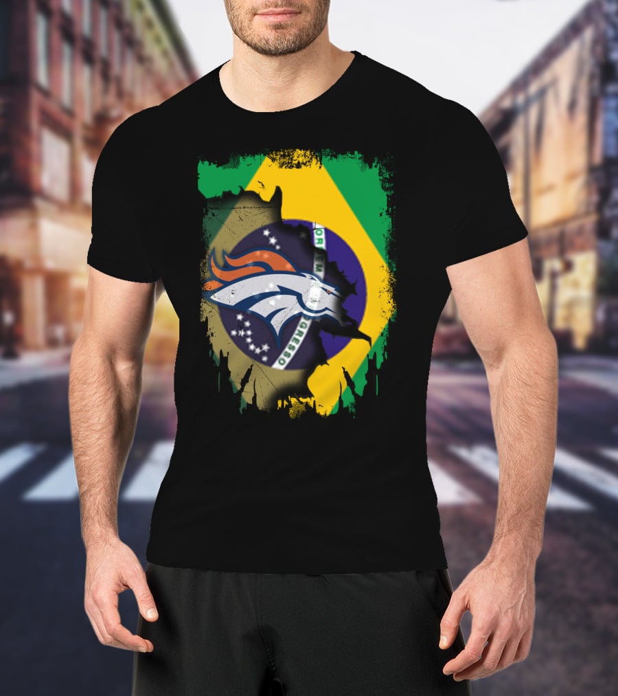 Brazilian Flag With Denver Broncos Logo Integration T-Shirt