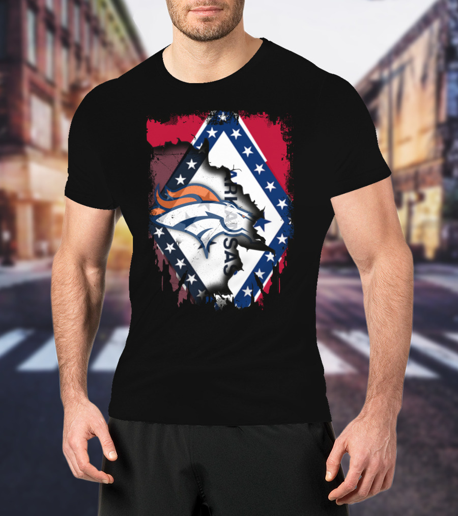 Together Arkansas Broncos Emblem With State Flag Elements T-Shirt