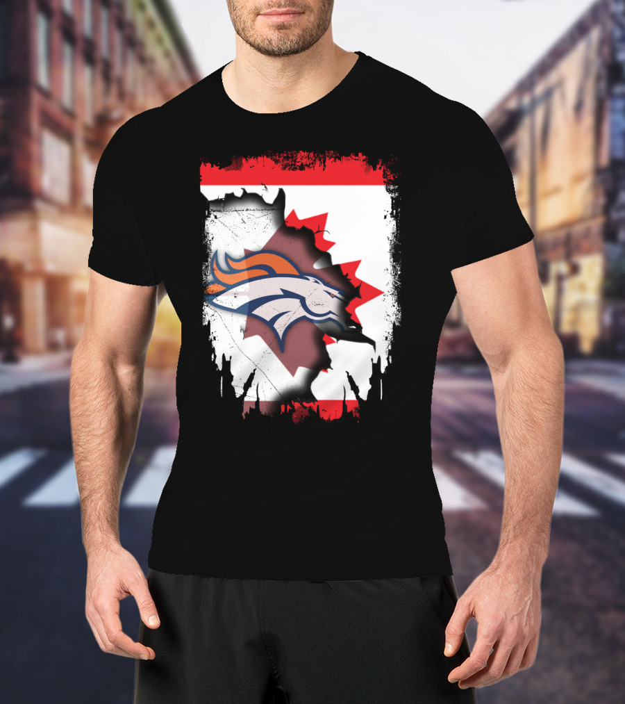 Together Canada Broncos Maple Leaf Flag NFL T-Shirt