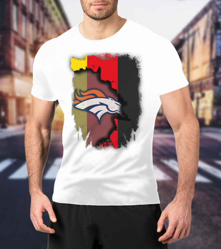 Germany Flag With Broncos Logo Together T-Shirt