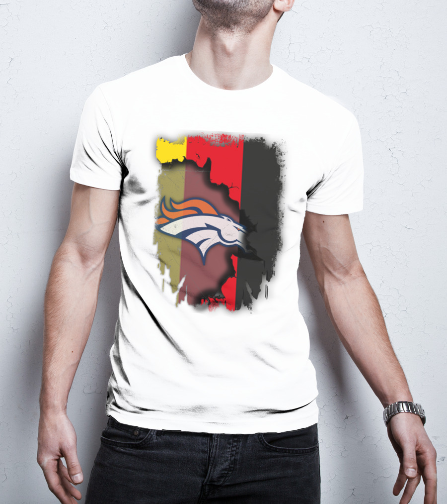 Germany Flag With Broncos Logo Together T-Shirt