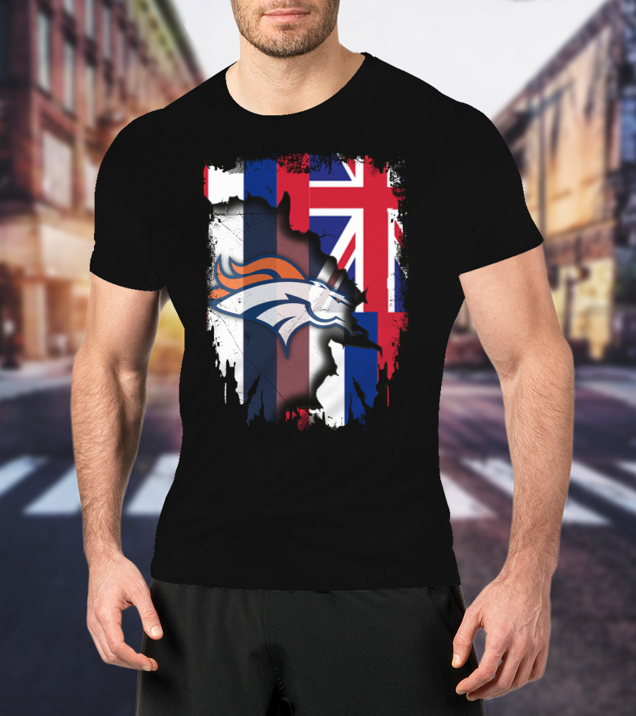 Together Hawaii Flag With Broncos Logo Fusion T-Shirt