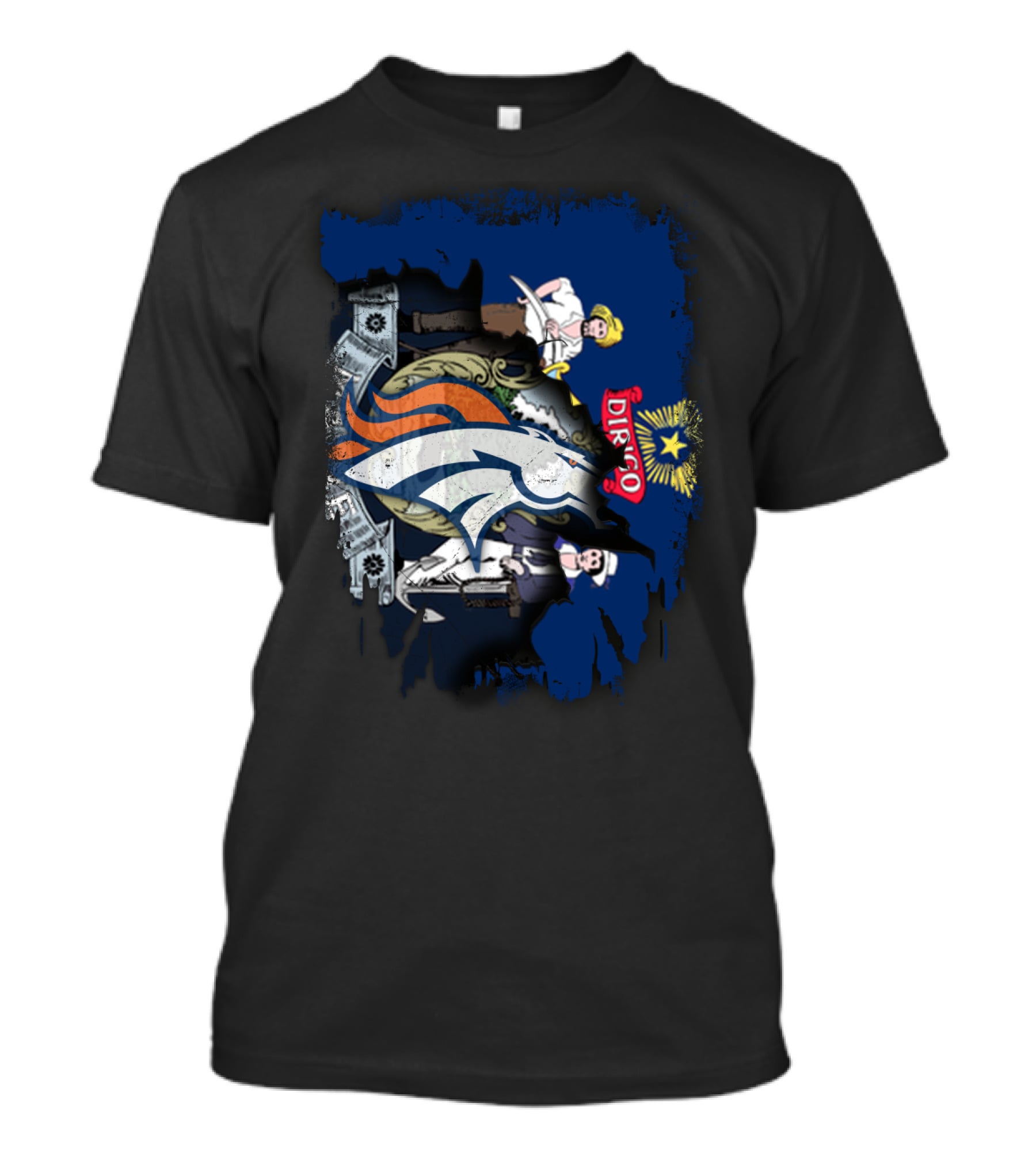 Dirigo Maine State Flag With Broncos NFL T-Shirt