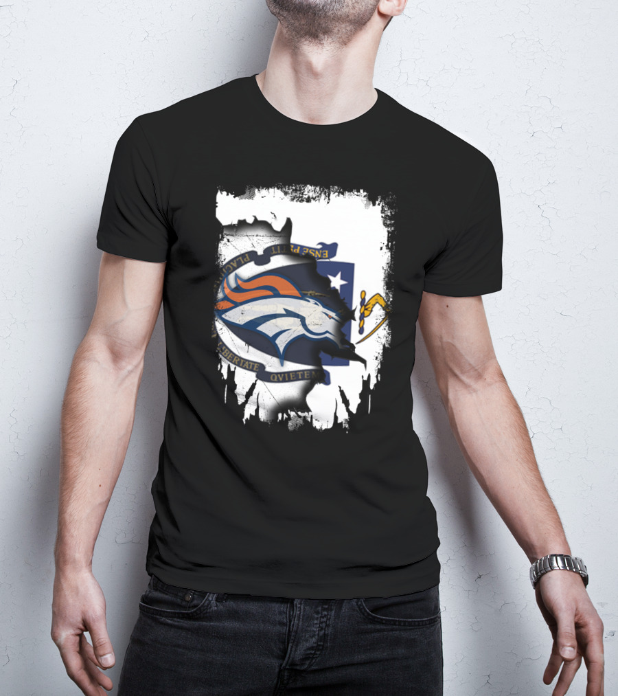 Together Massachusetts With Denver Broncos Logo And Massachusetts State Seal T-Shirt