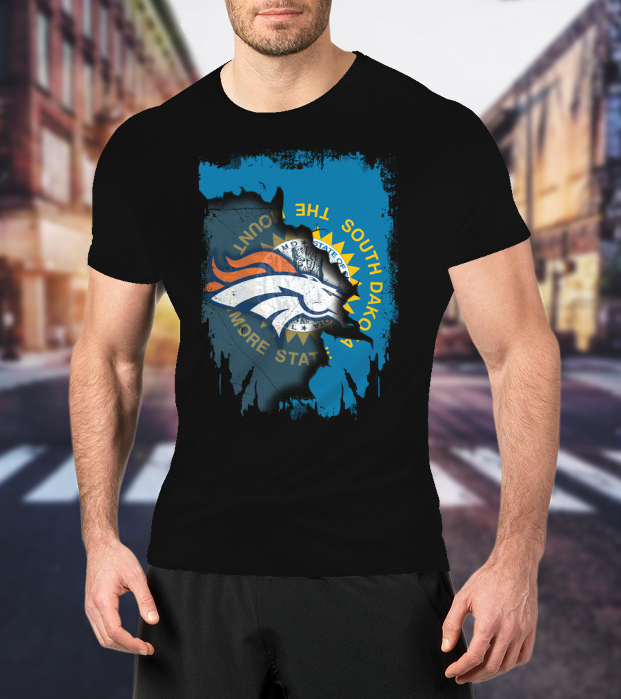 South Dakota Flag With Broncos T-Shirt