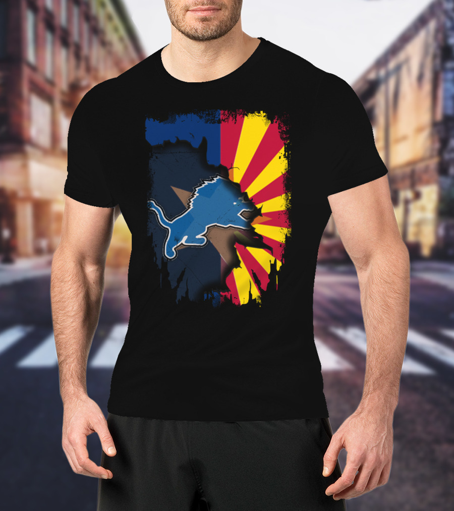 Arizona Flag With Detroit Lions Dual T-Shirt