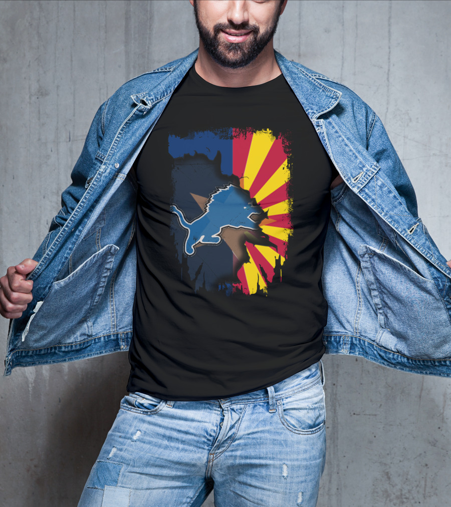 Arizona Flag With Detroit Lions Dual T-Shirt