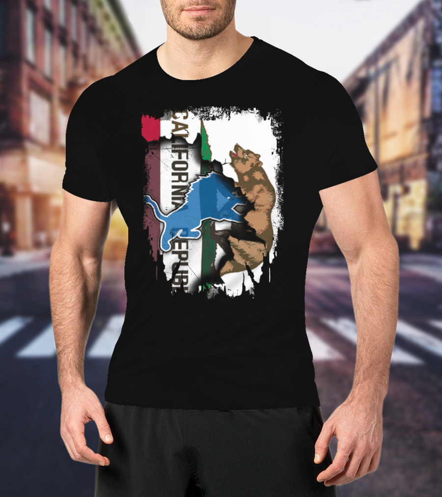 California Republic With Blue Lion And Bear T-Shirt