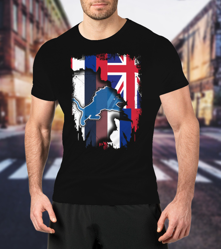 Hawaii Union Jack Detroit Lions Collaboration T-Shirt