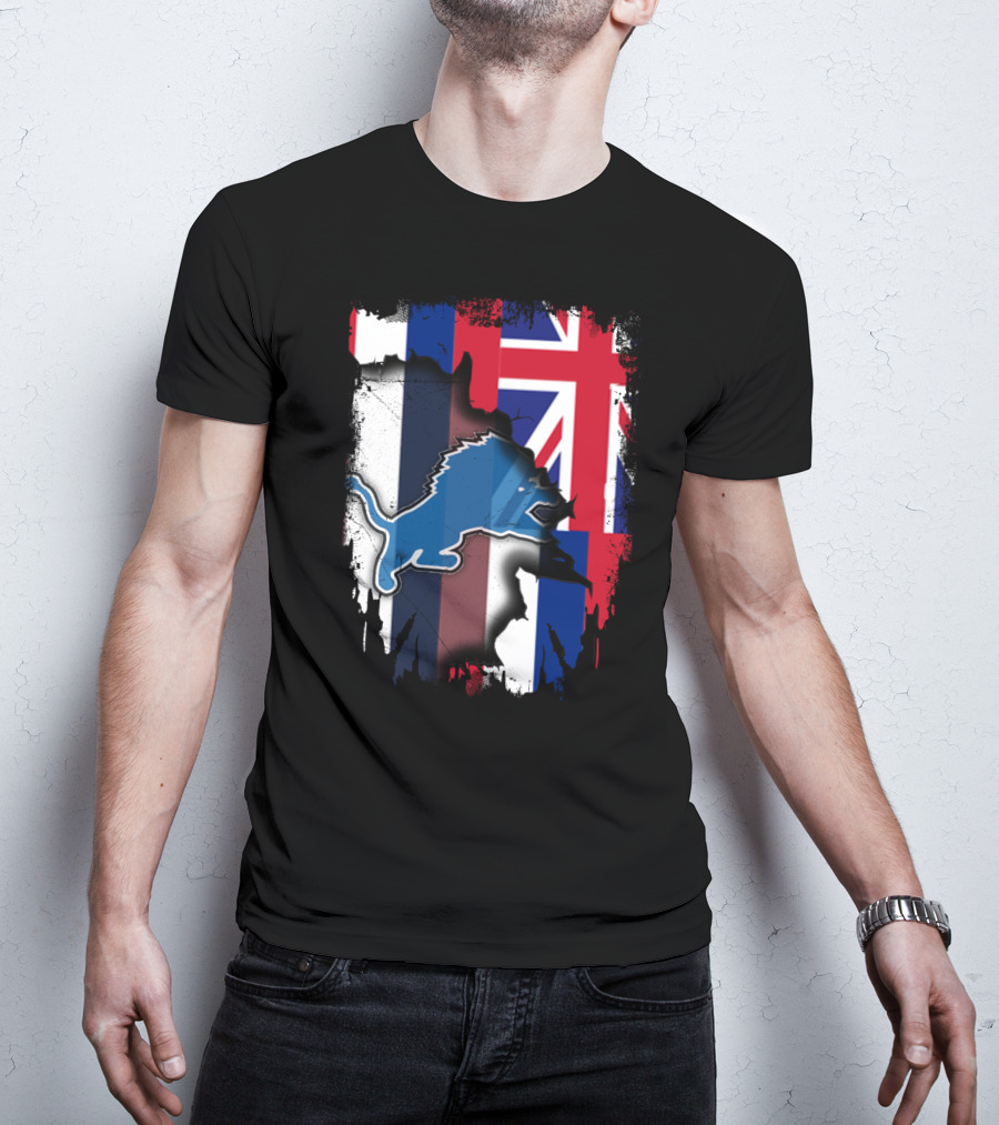 Hawaii Union Jack Detroit Lions Collaboration T-Shirt