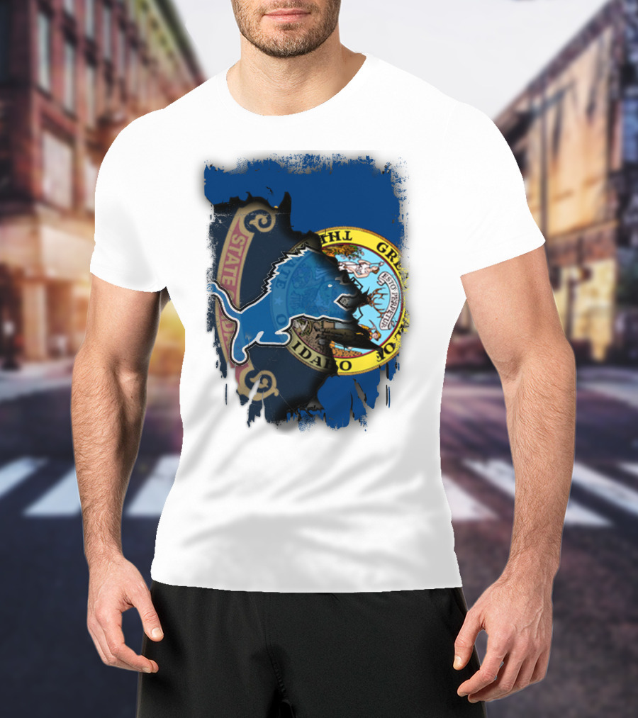 Idaho State Seal With Detroit Lions Collaboration T-Shirt