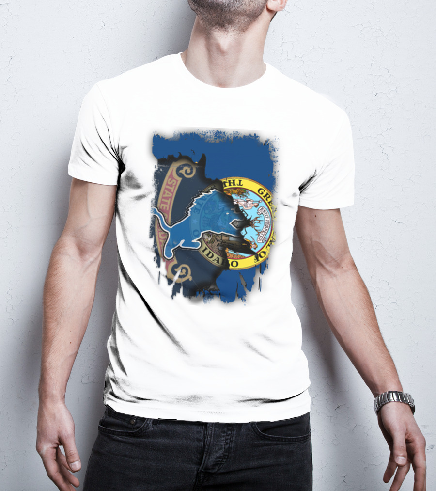 Idaho State Seal With Detroit Lions Collaboration T-Shirt