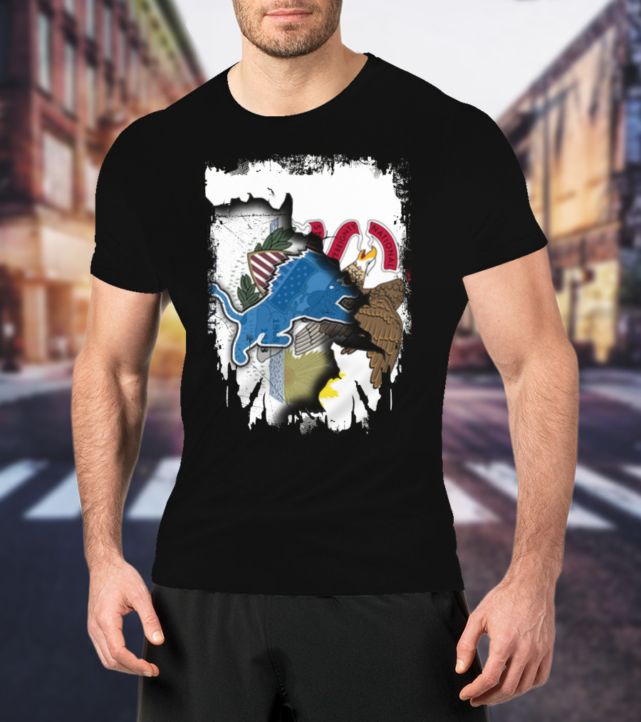 Detroit Lions Meet Illinois State Seal Strength Unity T-Shirt