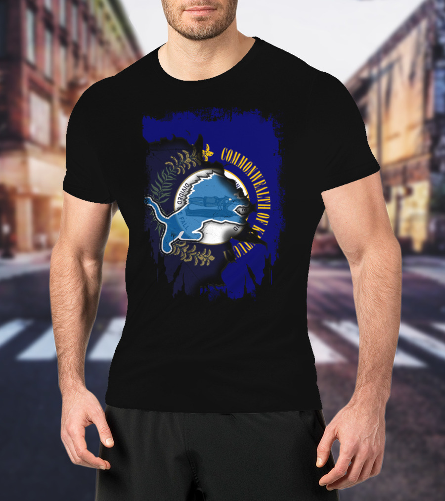 Commonwealth Of Kentucky United With Detroit Lions T-Shirt