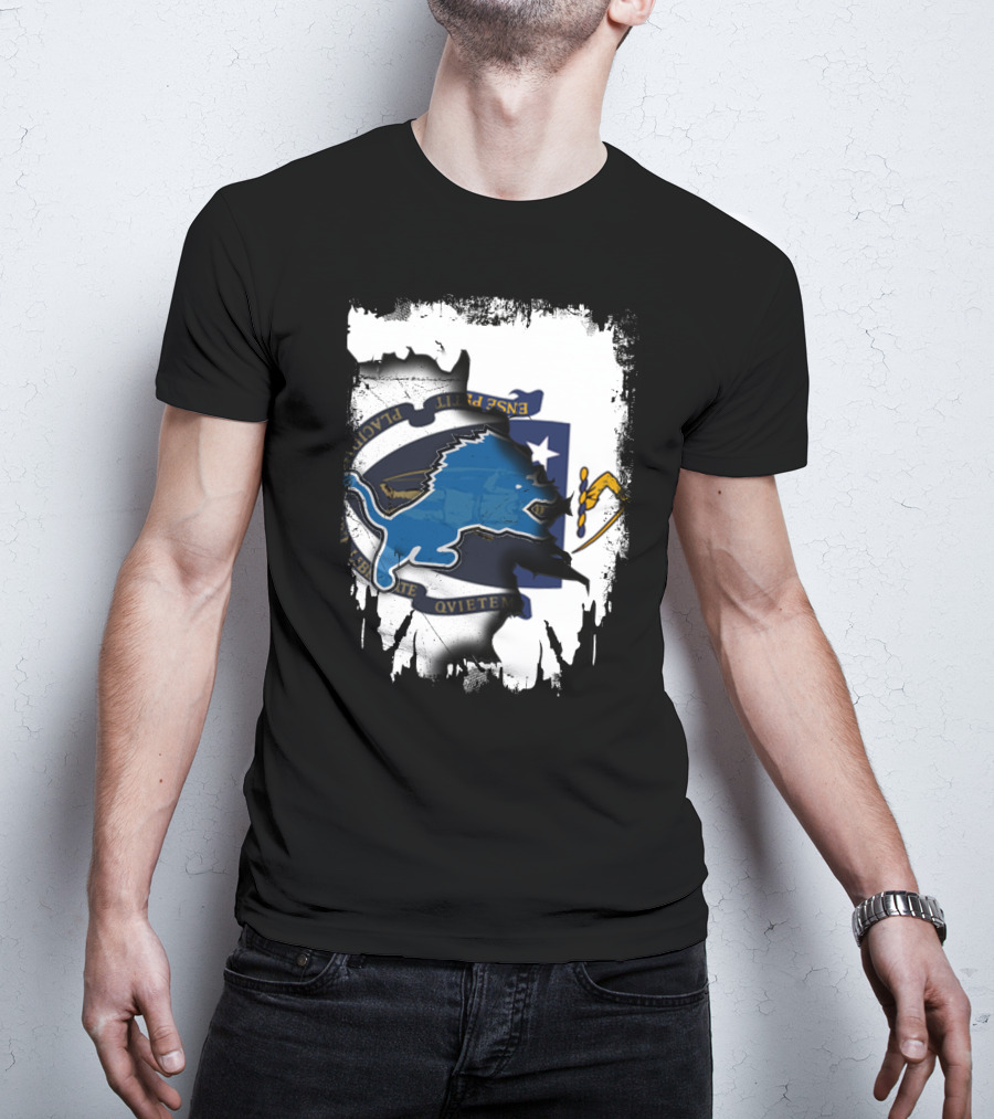 Detroit Lions And Massachusetts Flag United T-Shirt