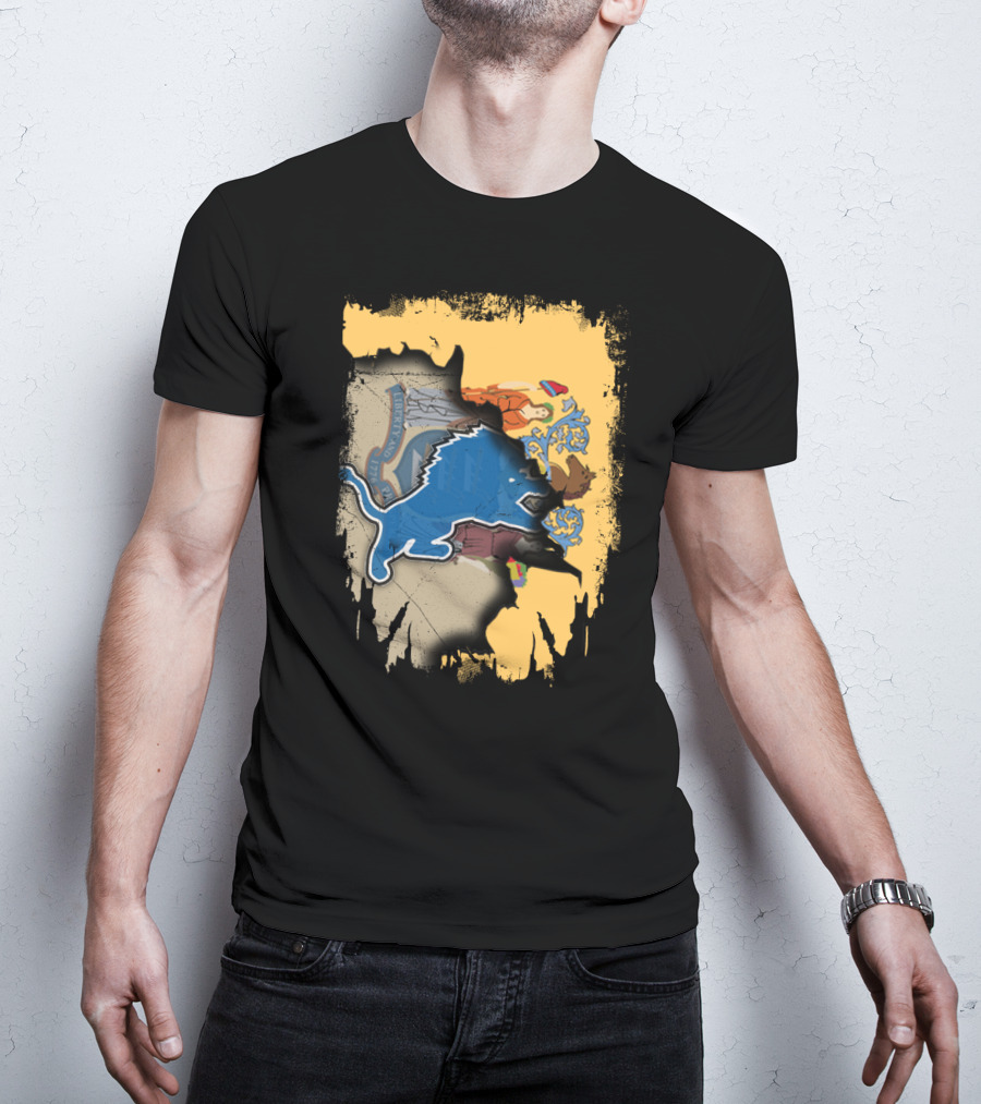Together New Jersey With Detroit Lions Crest Integration T-Shirt