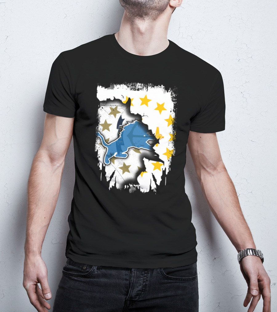 Together Rhode Island With Detroit Lions Stars T-Shirt
