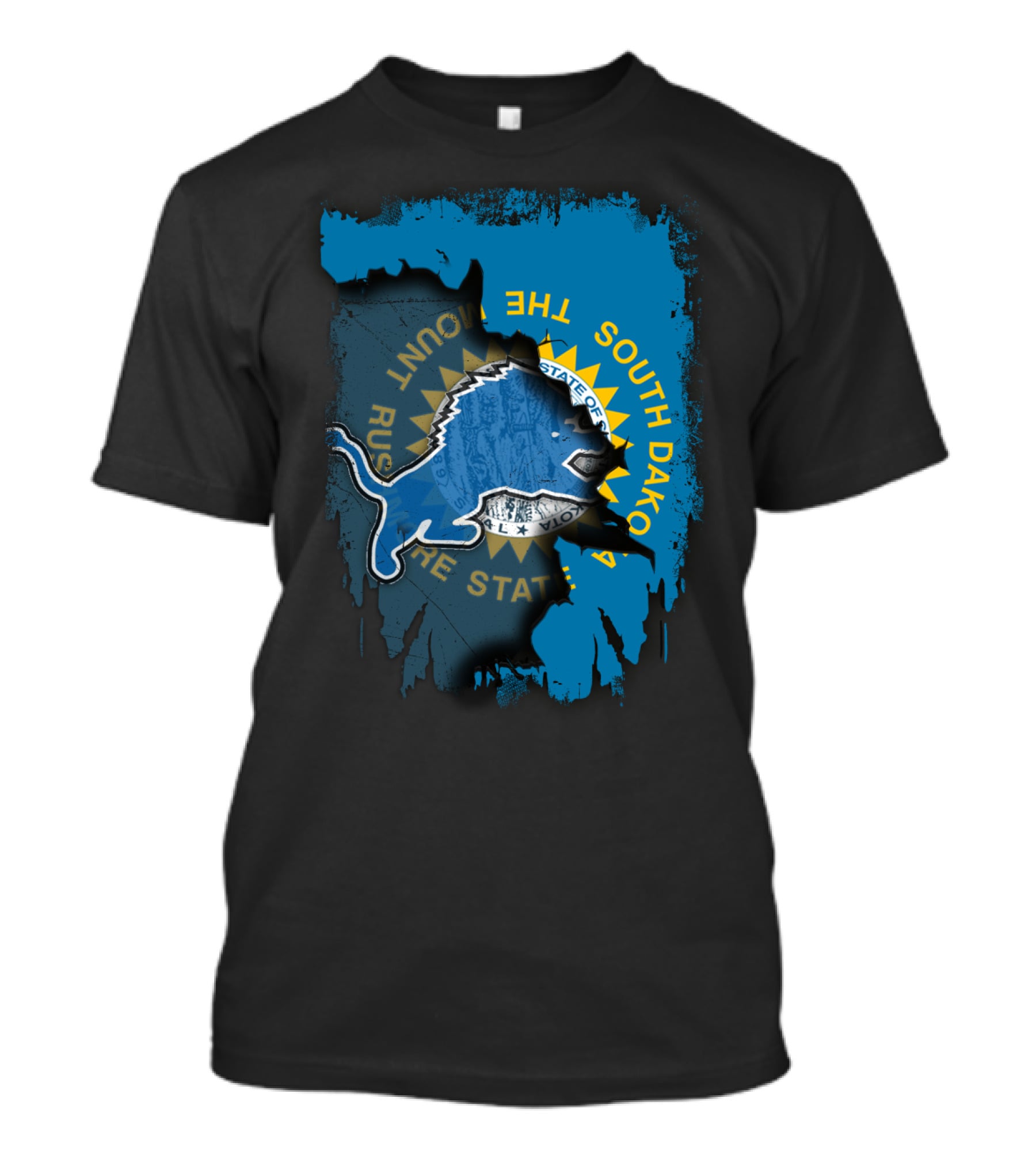 South Dakota With Detroit Lions State Pride T-Shirt