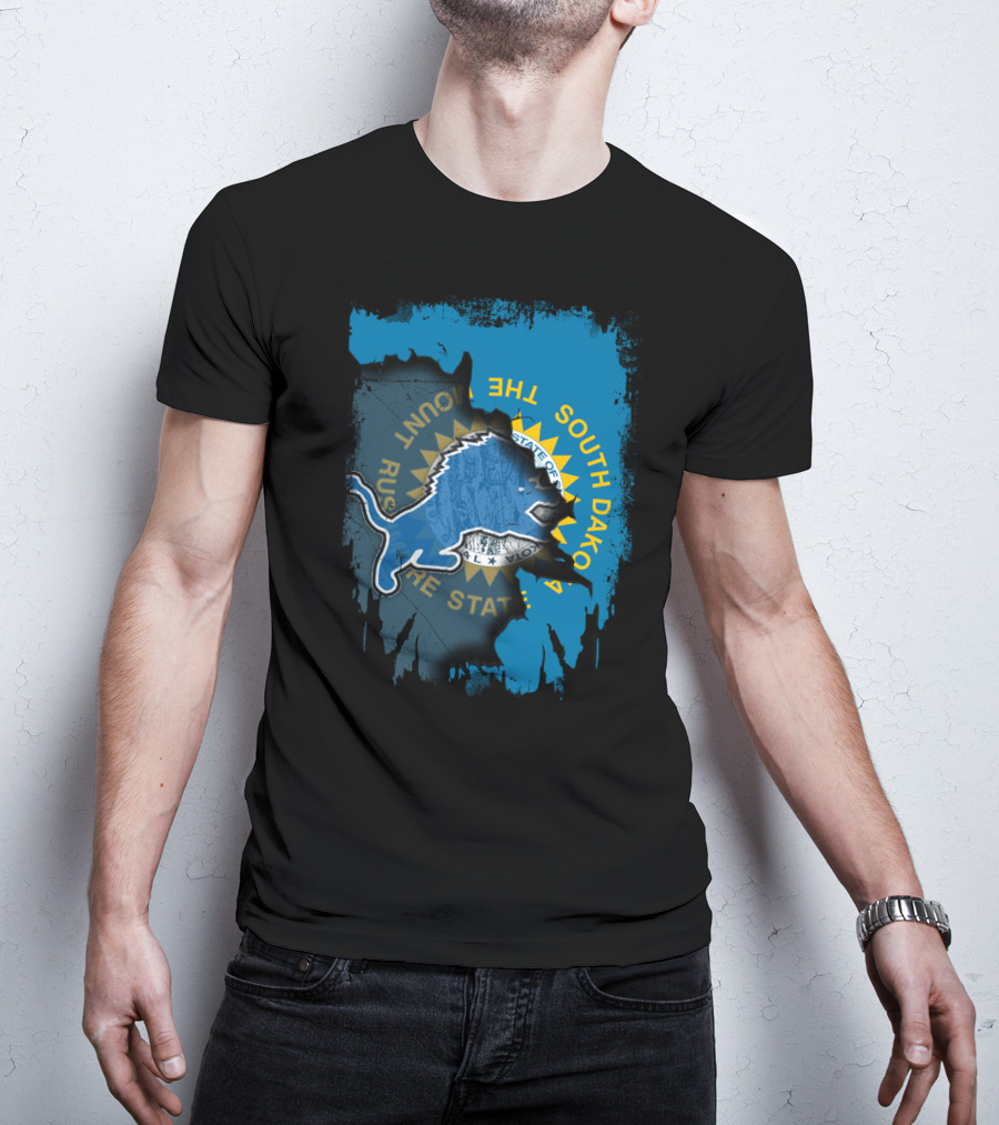 South Dakota With Detroit Lions State Pride T-Shirt