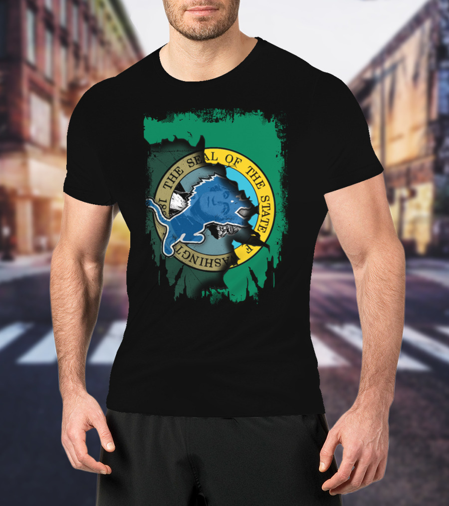 Washington State Seal And Blue Lion Together T-Shirt
