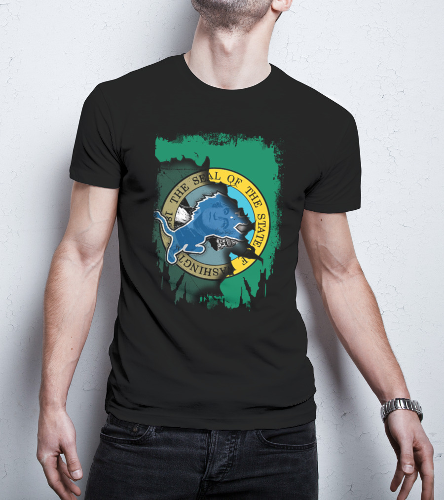 Washington State Seal And Blue Lion Together T-Shirt