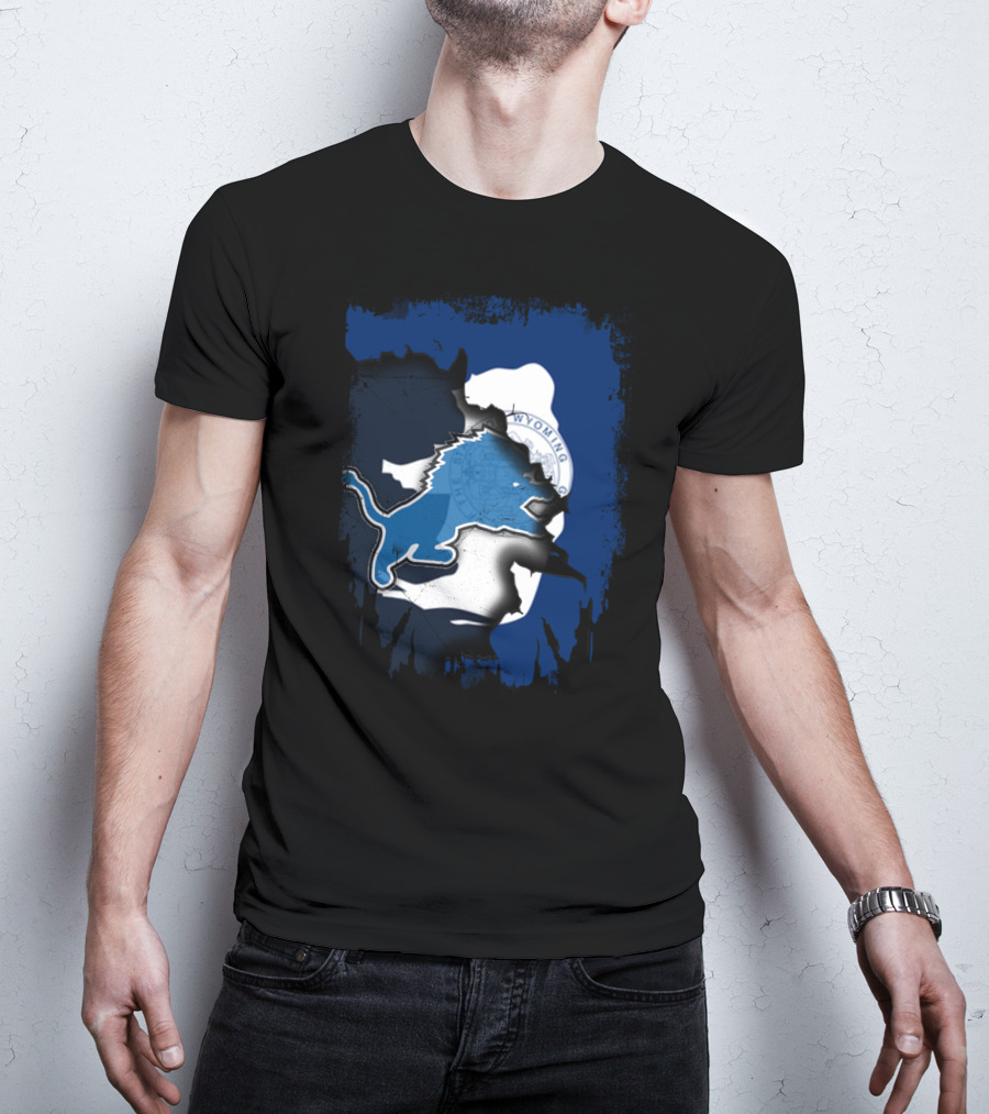 Wyoming Pride With Blue Lion Emblem T-Shirt