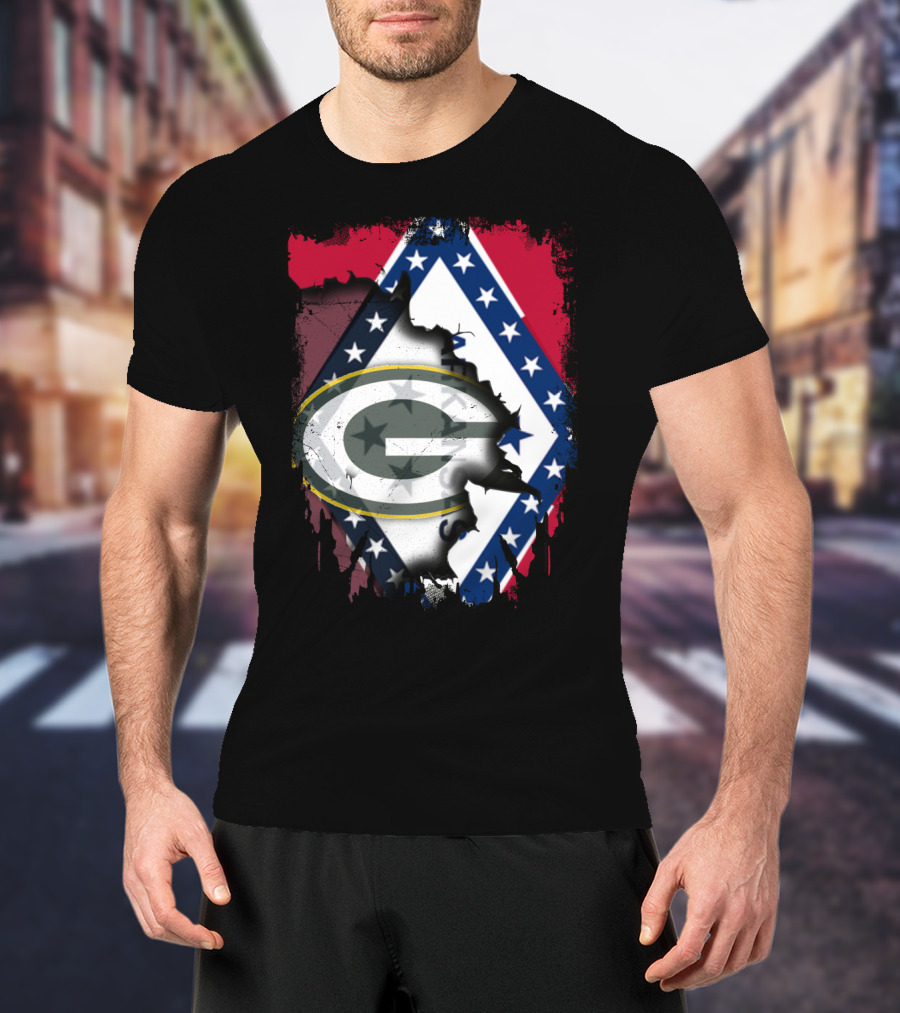 Together Arkansas Green Bay Packers Flag Fusion T-Shirt