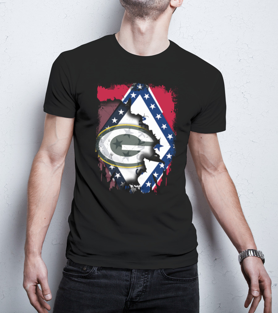 Together Arkansas Green Bay Packers Flag Fusion T-Shirt