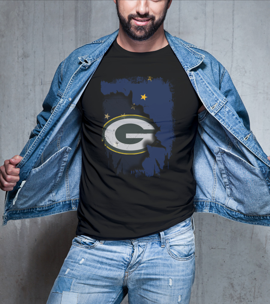 Alaska And Packers United With Green Bay Logo And Stars T-Shirt