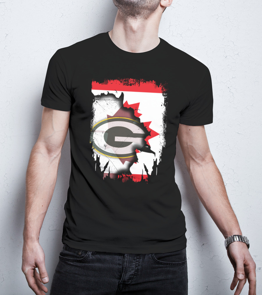 Canada Green Bay Packers Flag Fusion T-Shirt