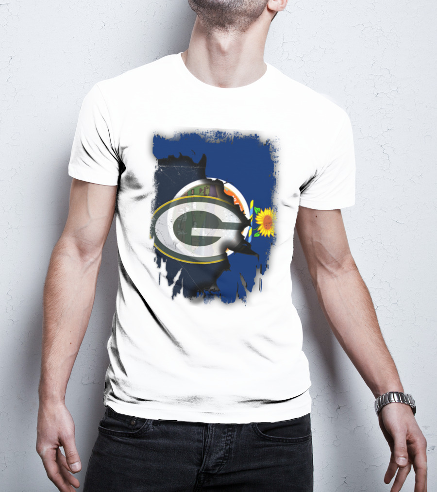 Kansas State Flag With Green Bay Packers Logo And Sunflower T-Shirt