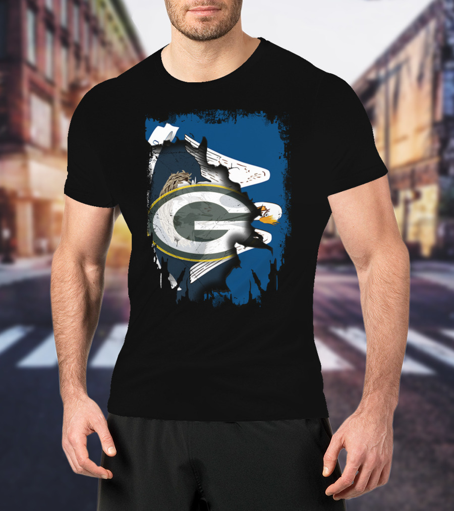 Together Louisiana With Packers And Eagle Football Fusion T-Shirt