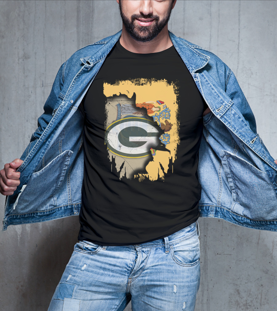 New Jersey State Coat Of Arms Overlay With Green Bay Packers T-Shirt