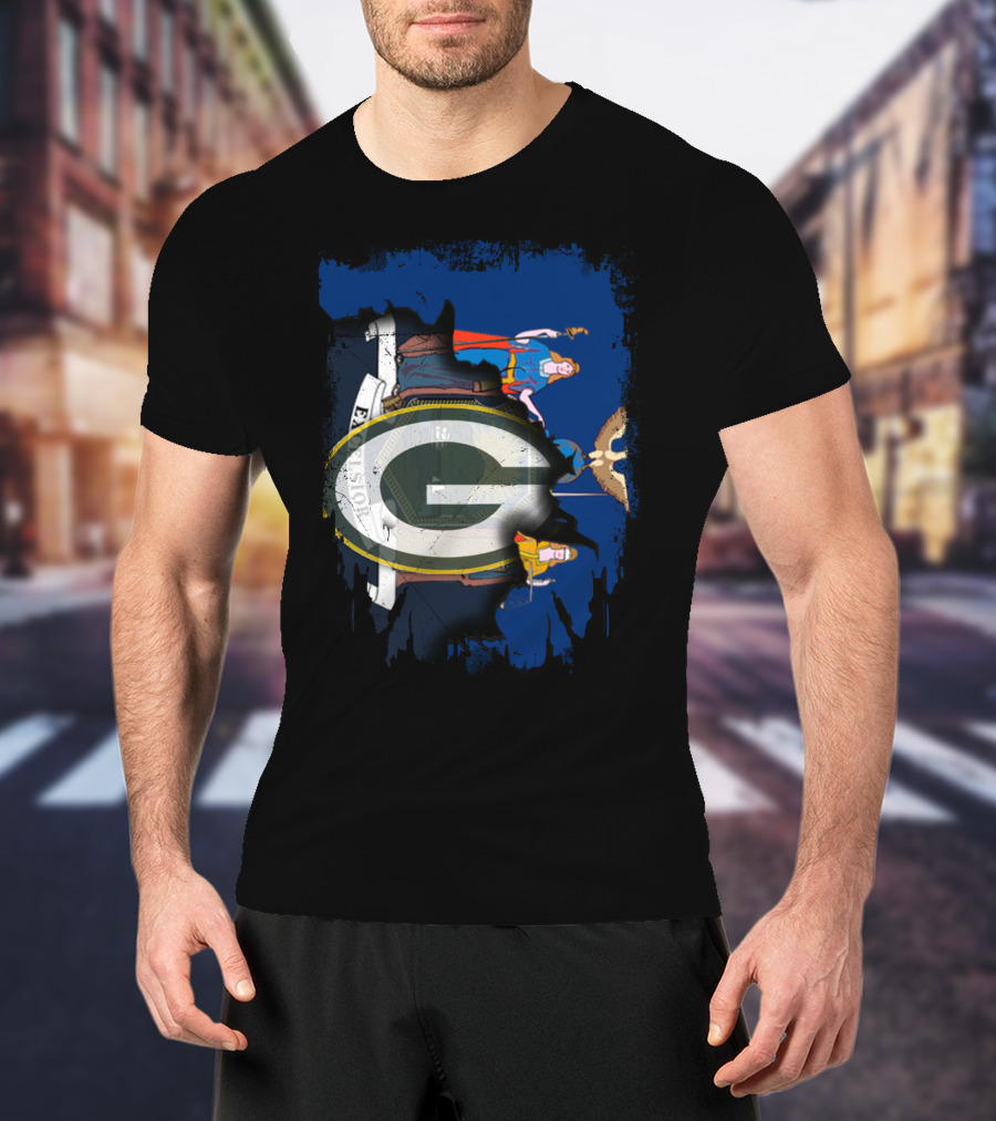 New York State Symbol With Green Bay Packers Logo Fusion T-Shirt