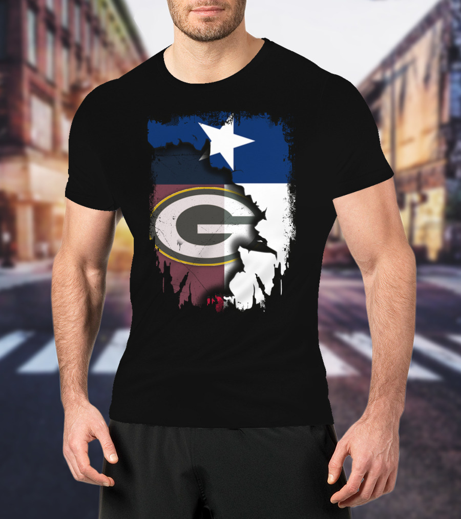 Together Texas Green Bay Packers Star Lone Star Flag T-Shirt
