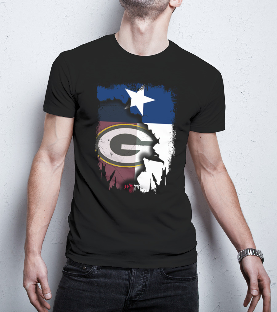 Together Texas Green Bay Packers Star Lone Star Flag T-Shirt