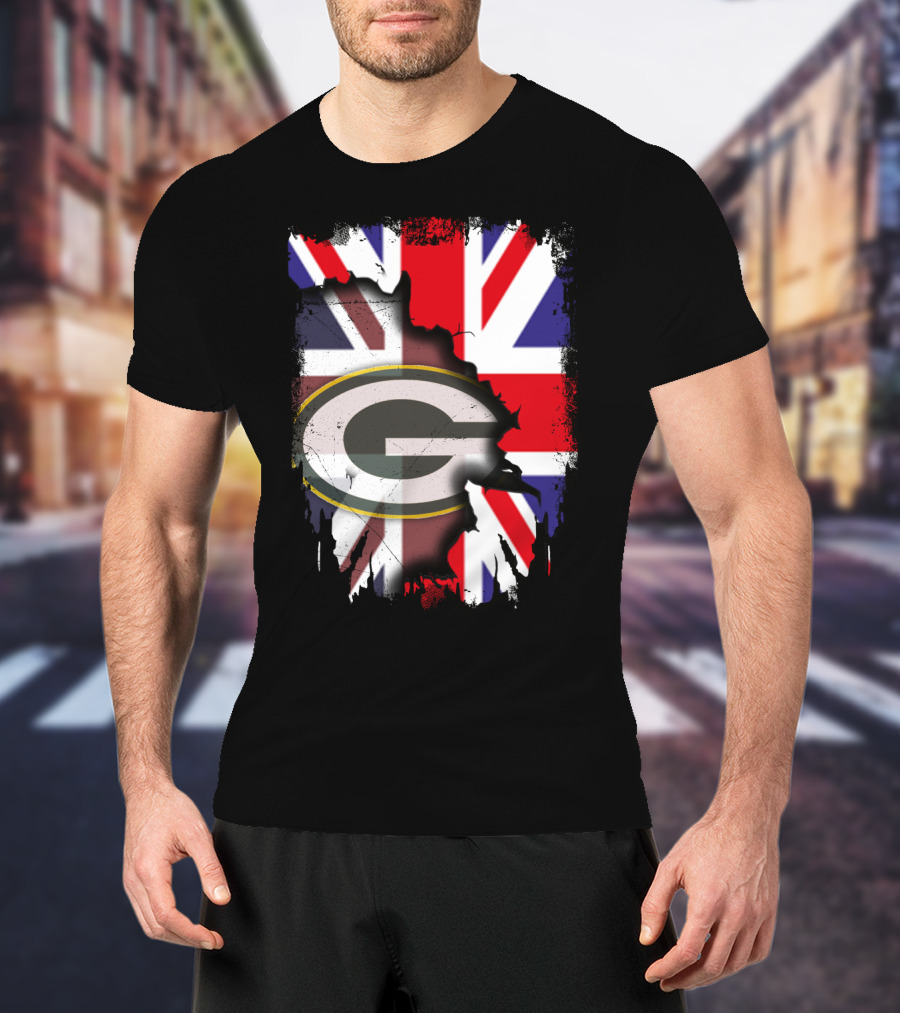 United Kingdom Union Jack With Green Bay Packers T-Shirt