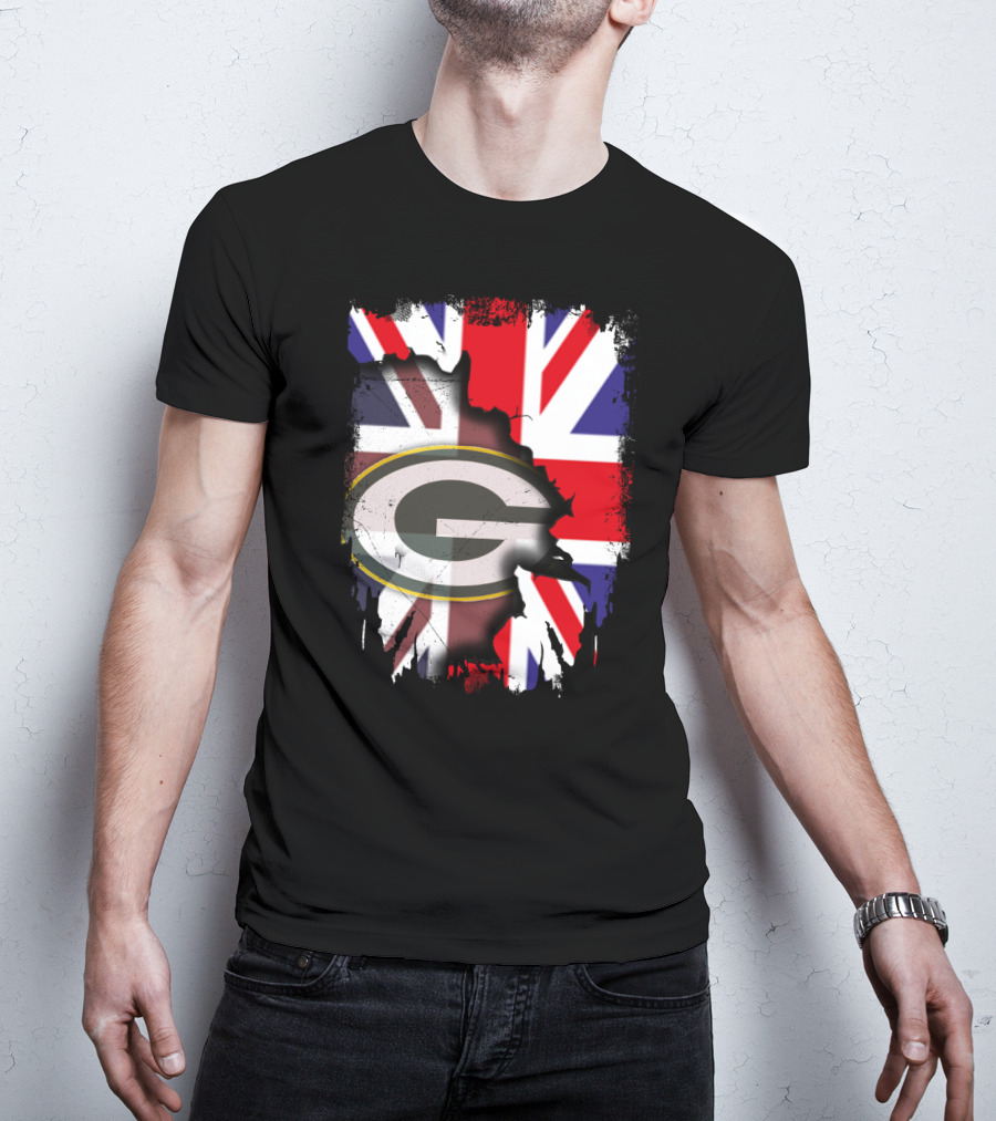United Kingdom Union Jack With Green Bay Packers T-Shirt