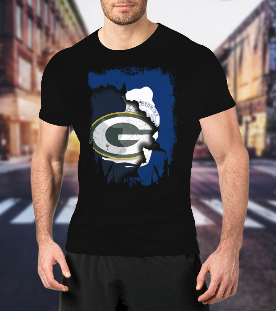 Wyoming State And Green Bay Packers Fusion T-Shirt