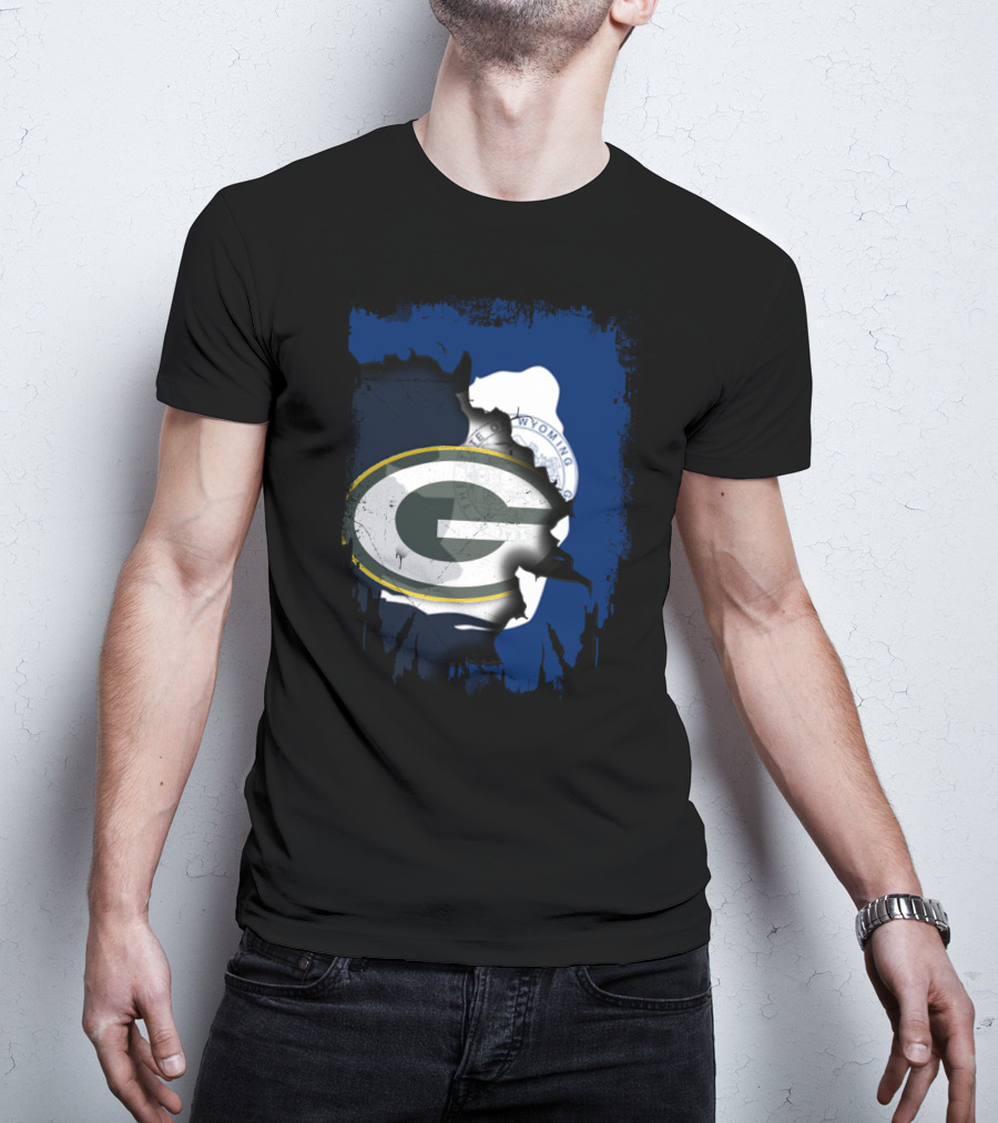 Wyoming State And Green Bay Packers Fusion T-Shirt
