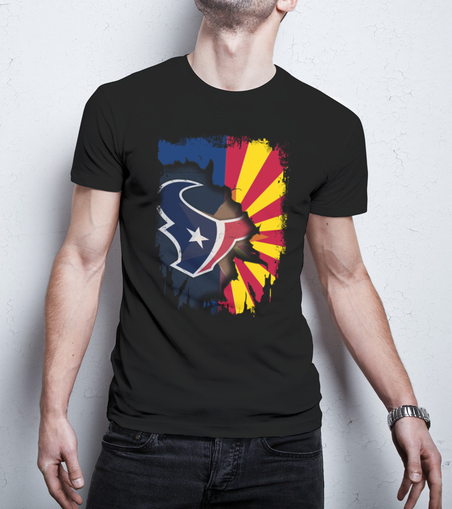 Arizona And Texans Unity With Star And Sunset Colors T-Shirt